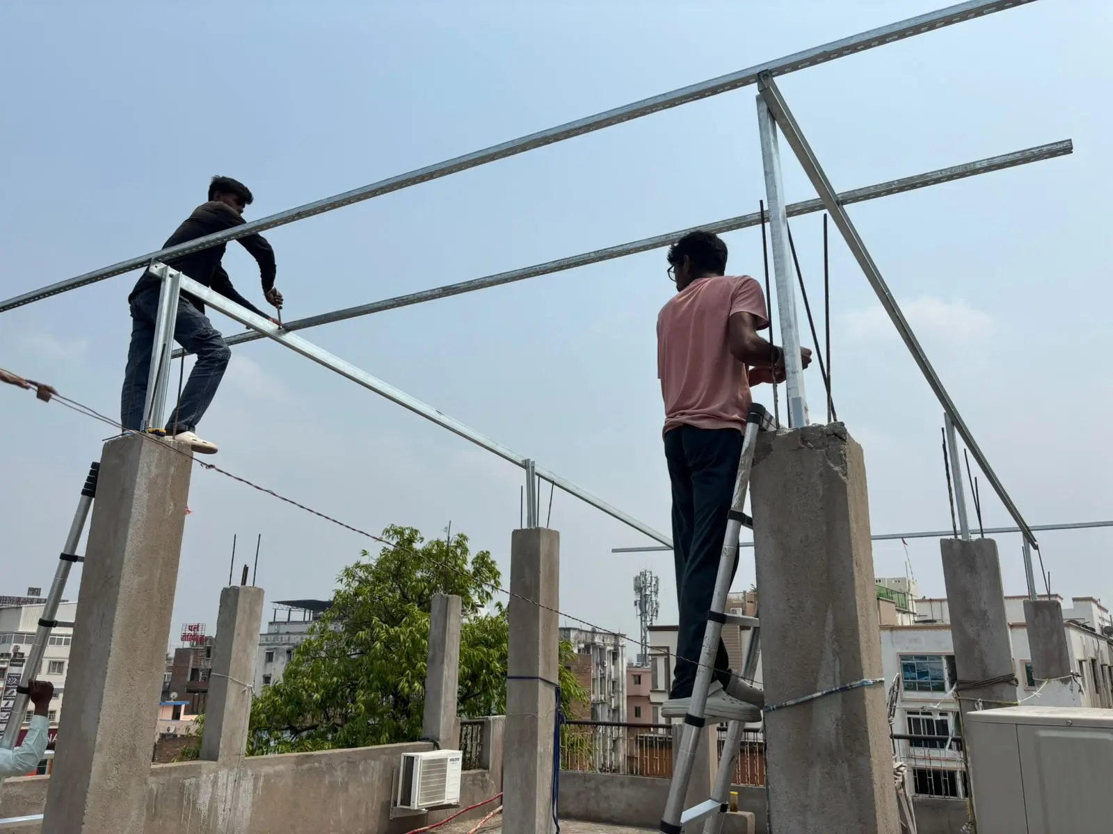 Solar mounting structure being installed by Vexa Energies